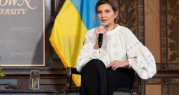 Olena Zelenska Džordžtaunas Universitātē Vašingtonā.