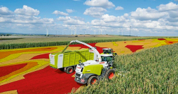 Iezīmēti lauki 'Claas telematic' platformā.