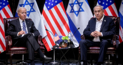 Džo Baidens un Izraēlas premjerministrs Benjamins Netanjahu.
