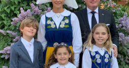 Zviedrijas princese Madlēna ar ģimeni.