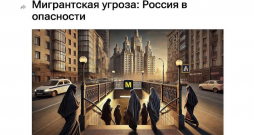 "RIA Novosti" 7. oktobrī publicēto rakstā "Migrantu drauds: Krievija briesmās" paspilgtina attēls – ieeja Maskavas metro, uz kuru dodas vairākas sievietes parandžās.