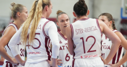 Eiropas čempionāta kvalifikācijas spēle basketbolā sievietēm starp Latviju un Īriju "Rimi" Olimpiskajā centrā.