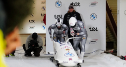 Bobsleja divnieku ekipāža Jēkabs Kalenda un Dāvis Kaufmanis "BMW IBSF" Pasaules kausa posmā bobslejā vīriešiem Siguldas bobsleja un kamaniņu trasē.