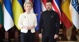 Eiropas Komisijas priekšsēdētāja Urzula fon der Leiena un V. Zelenskis. 