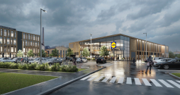 Rīgā, Lāčplēša ielā 76 būs jauns "Lidl" veikals. Vizualizācija.