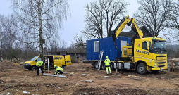 Top pagaidu birojs "Rail Baltica" pamattrases infrastruktūras apkopes punktam netālu no Iecavas.