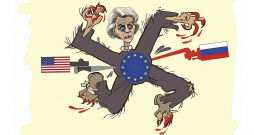 Krievijas Ārējās izlūkošanas dienesta interneta lapā publicētā karikatūra.
