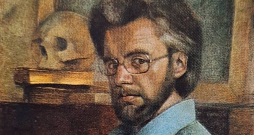 Edvīns Kalnenieks. "Pašportrets ar galvaskausu". 1978, a., past., 70x48.