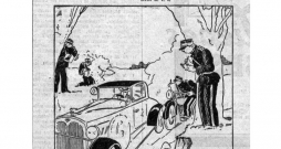 Satiksmes pārkāpēju ķeršana. 1929. gada karikatūra avīzē "Pēdējā Brīdī".