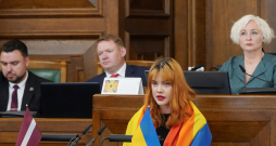 Saeimas deputāte Selma Teodora Levrence Saeimas pavasara sesijas noslēguma sēdē.