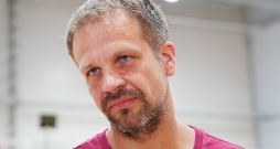Jānis Gailītis Latvijas izlases treniņā.