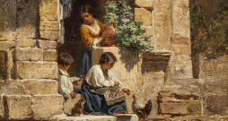 Kārlis Hūns. "Itāļu pagalmiņš". 1871. Audekls, eļļa. LNMM kolekcija.