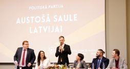Partijas "Austošā saule Latvijai" dibināšanas pasākums VEF Kultūras pilī 2025. gada 23. augustā.