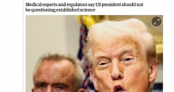 Britu laikraksts "The Guardian" raksta par mediķu teikto, ka Trampa izteikumi par tailenolu nebalstās zinātnieku pārbaudītos faktos.