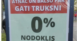 Pirms pašvaldību vēlēšanām šopavasar Gatis Truksnis uz reklāmas plakātiem pilsētā jūrmalniekiem solīja 0% nekustamā īpašuma nodokli mājokļiem, kuru kadastrālā vērtība ir līdz 100 000 eiro. Tagad deputāts teic, ka valsts likumi aizliedzot pašvaldībām noteikt 0% nodokli, tādēļ pieņemts lēmums par maksimāli lielāko atlaidi – 90%. Kā redzams, arī solījums par to, cik vērtam mājoklim šī atlaide tiks piemērota, nav izdevies līdz galam... Pirms pašvaldību vēlēšanām šopavasar Gatis Truksnis uz reklāmas plakātiem pilsētā jūrmalniekiem solīja 0% nekustamā īpašuma nodokli mājokļiem, kuru kadastrālā vērtība ir līdz 100 000 eiro. Tagad deputāts teic, ka valsts likumi aizliedzot pašvaldībām noteikt 0% nodokli, tādēļ pieņemts lēmums par maksimāli lielāko atlaidi – 90%. Kā redzams, arī solījums par to, cik vērtam mājoklim šī atlaide tiks piemērota, nav izdevies līdz galam...