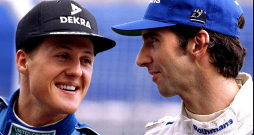 Mihaēls Šūmahers (no kreisās) un Deimons Hils deviņdesmito gadu vidū bija sīvākie sāncenši F-1 trasēs.