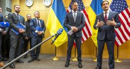 ASV valsts sekretārs Marko Rubio un Ukrainas prezidenta padomnieks Andrijs Jermaks.