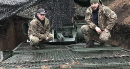 Ukrainas Nacionālās gvardes brigādes "Rubiž" bataljona "Svoboda" karavīri.