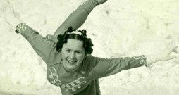 Alise Dzeguze Armijas sporta kluba laukuma slidotavā, 20. gs. 30. gadi.