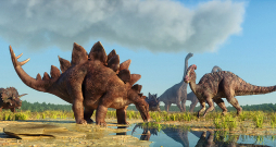 Dinozauri dabā. 3D ilustrācija.