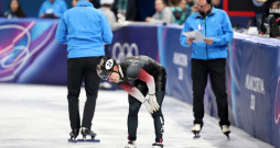 Šorttrekists Reinis Bērziņš šorttreka 500 m kvalifikācijas sacensībās Milānas ledus arēnā 2026. gada Milānas un Kortīnas ziemas olimpiskajās spēlēs Itālijā.