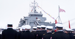 NATO 1.pastāvīgās jūras pretmīnu grupas (SNMCMG1) komandvadības maiņas ceremonija Rīgas pasažieru ostā, kuras laikā Latvijas Jūras spēki nodod komanvadību Polijas Jūras spēkiem.