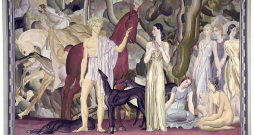 Luī Bilotē (1883–1940). "Jātnieku izbraukšana". Gobelēns. 1937. Zīds. "Mobilier national" kolekcija.