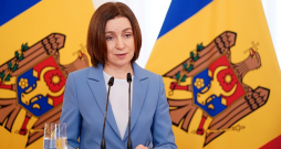 Moldovas prezidente Maija Sandu preses konferencē Rīgas pilī.