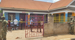 Ugandas policijas foto. Nozieguma vieta Ugandas galvaspilsētā Kampalā.