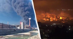 Ukrainas lidroboti izraisa ugunsgrēku Tuapses ostā.