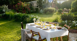 Svētku galds dārzā.