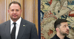 Ukrainas prezidents Volodimirs Zelenskis pērn atlaida sava biroja ietekmīgo vadītāju Andriju Jermaku (pa kreisi) tikai tad, kad aizdomas par viņa iespējamajām saitēm ar naudas atmazgāšanas grupējumu vairs nebija noliedzamas. Jermaks un Zelenskis 2025. gada novembrī vizītē Madridē.