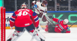 2026. gada pasaules hokeja čempionāta spēle starp Latvijas un Norvēģijas valstsvienībām BCF arēnā Frībūrā.