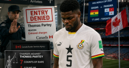 Pret Ganas izlases futbolistu Tomasu Pārtiju izvirzītas nopietnas apsūdzības, taču viņš vismaz pagaidām nav notiesāts. Pret Ganas izlases futbolistu Tomasu Pārtiju izvirzītas nopietnas apsūdzības, taču viņš vismaz pagaidām nav notiesāts.