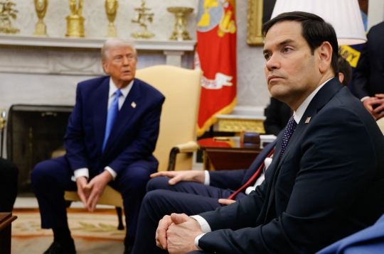ASV valsts sekretārs Marko Rubio, Donalds Tramps. 