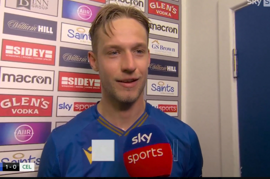 Latvijas aizsargs Daniels Balodis pēcspēles intervijā kanālam Sky Sports.
