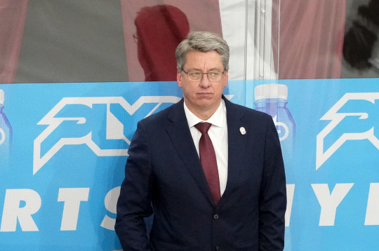 Latvijas hokeja izlases galvenais treneris Harijs Vītoliņš.