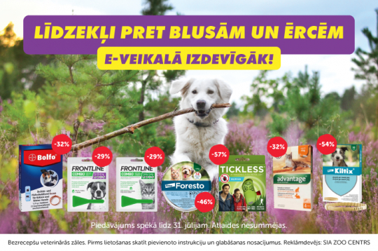 Populārāko mājdzīvnieku pretparazītu līdzekļi.