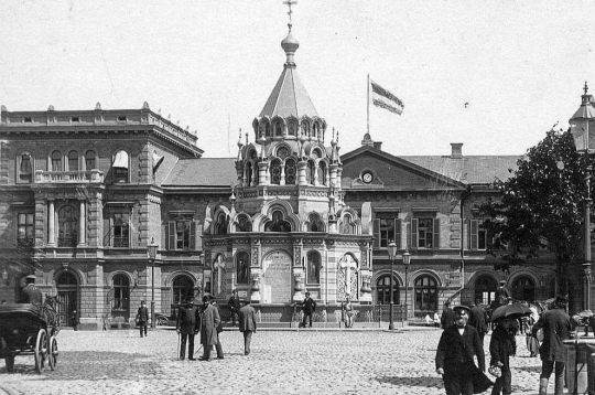Rīgas stacija ar kapelu 20. gs. sākumā.