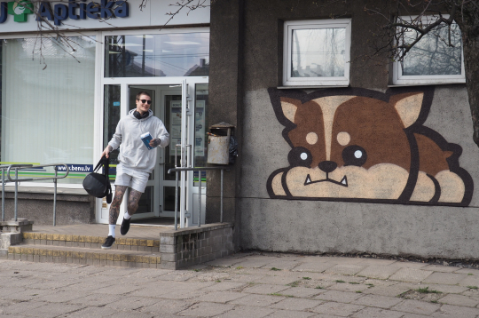 Grafiti iepretim Latvijas Nacionālās bibliotēkas ēkai.