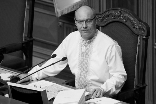 Andrijs Parubijs Augstākās Radas spīkera amatā 2019. gada maijā.