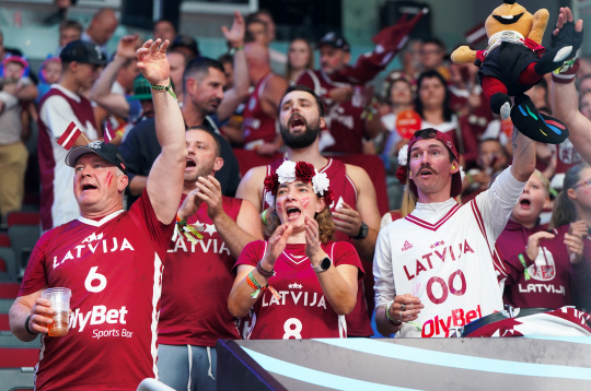 Eiropas čempionāta finālturnīra A apakšgrupas spēle basketbolā vīriešiem starp Latvijas un Portugāles valstsvienībām "Xiaomi Arēnā".