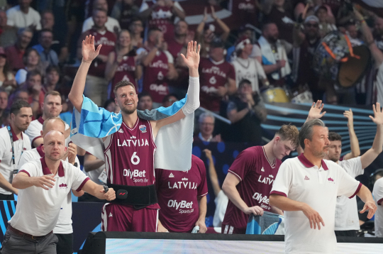 Eiropas čempionāta finālturnīra A apakšgrupas spēle basketbolā vīriešiem starp Latvijas un Čehijas valstsvienībām "Xiaomi arēnā".