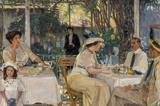 Janis Rozentāls. "Uz terases (Veranda Kapri)". 1912. Audekls, kartons, eļļa. LNMM kolekcija.