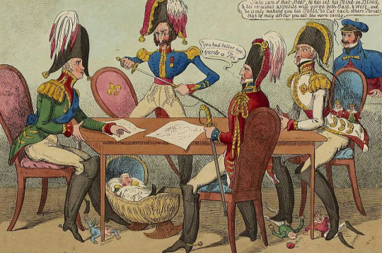 "Svētās savienības" dalībnieki. 19. gs. sākuma karikatūra.
