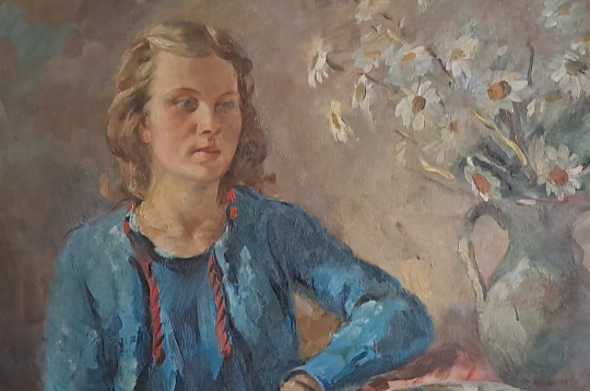 Oto Skulme. Džemma. 1939., audekls, eļļa, 70 x 85, Zuzānu kolekcija. No Mālpils kultūras centra izstādes "Saknes".