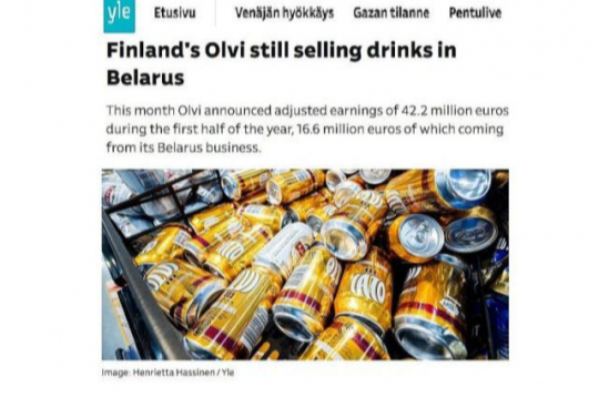 Somijas koncerns "Olvi" jau 2024. gada augustā žurnālistiem taisnojies, kāpēc tas turpina darbību Baltkrievijā.