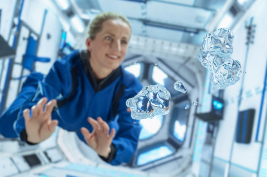 Ūdens kosmā lidos prom visos iespējamajos virzienos...