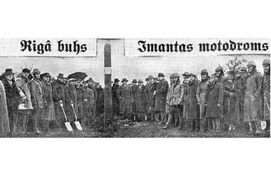 Iecerētās mototrases pamatakmens likšana. Iecerētās mototrases pamatakmens likšana.