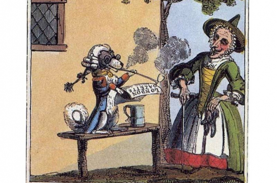 19. gs. sākuma karikatūra par "The London Gazette".